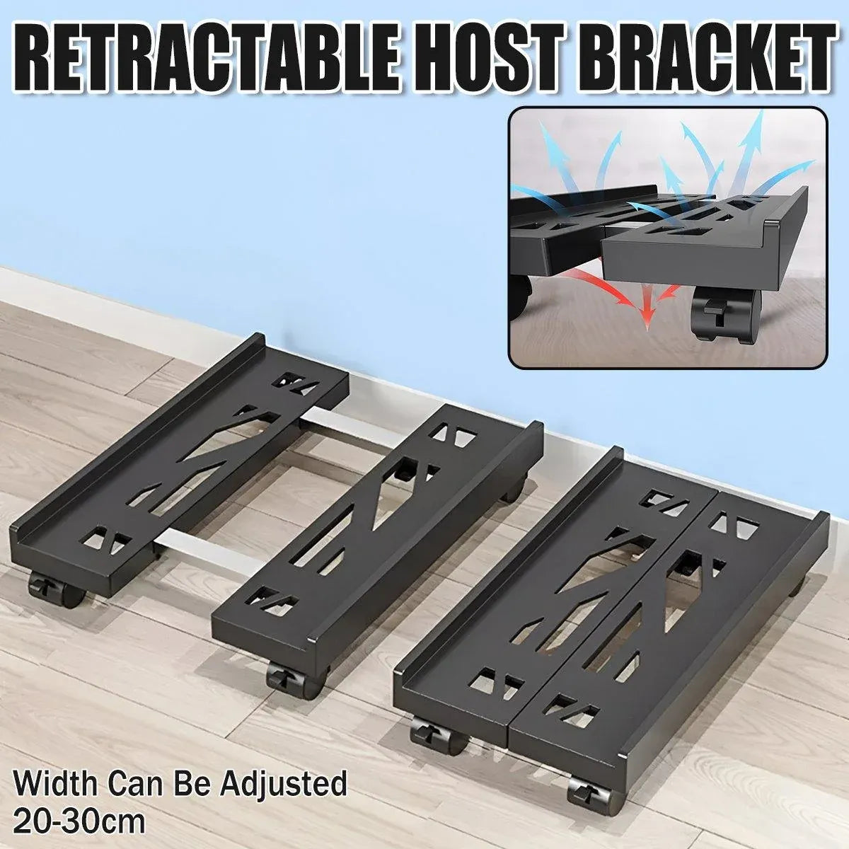 Plastic Computer Case Bracket Retractable Mobile Host Shelf for Under Desk Use