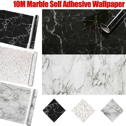 10M Marble Self-Adhesive PVC Wall Sticker Wallpaper Decor - White Marble-B