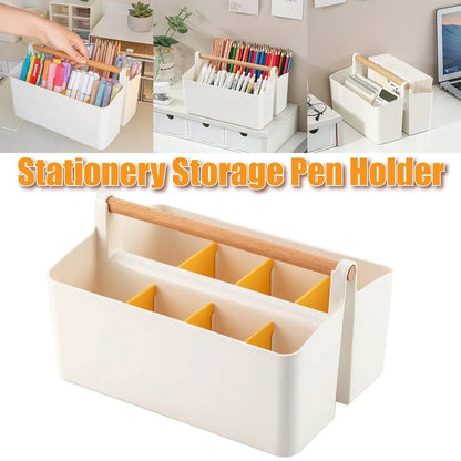 Portable Desktop Marker Pen and Stationery Storage Box Compartment Organizer