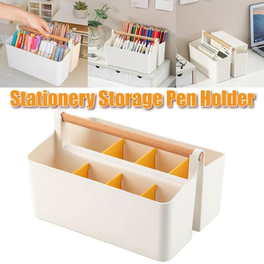Portable Desktop Marker Pen and Stationery Storage Box Compartment Organizer