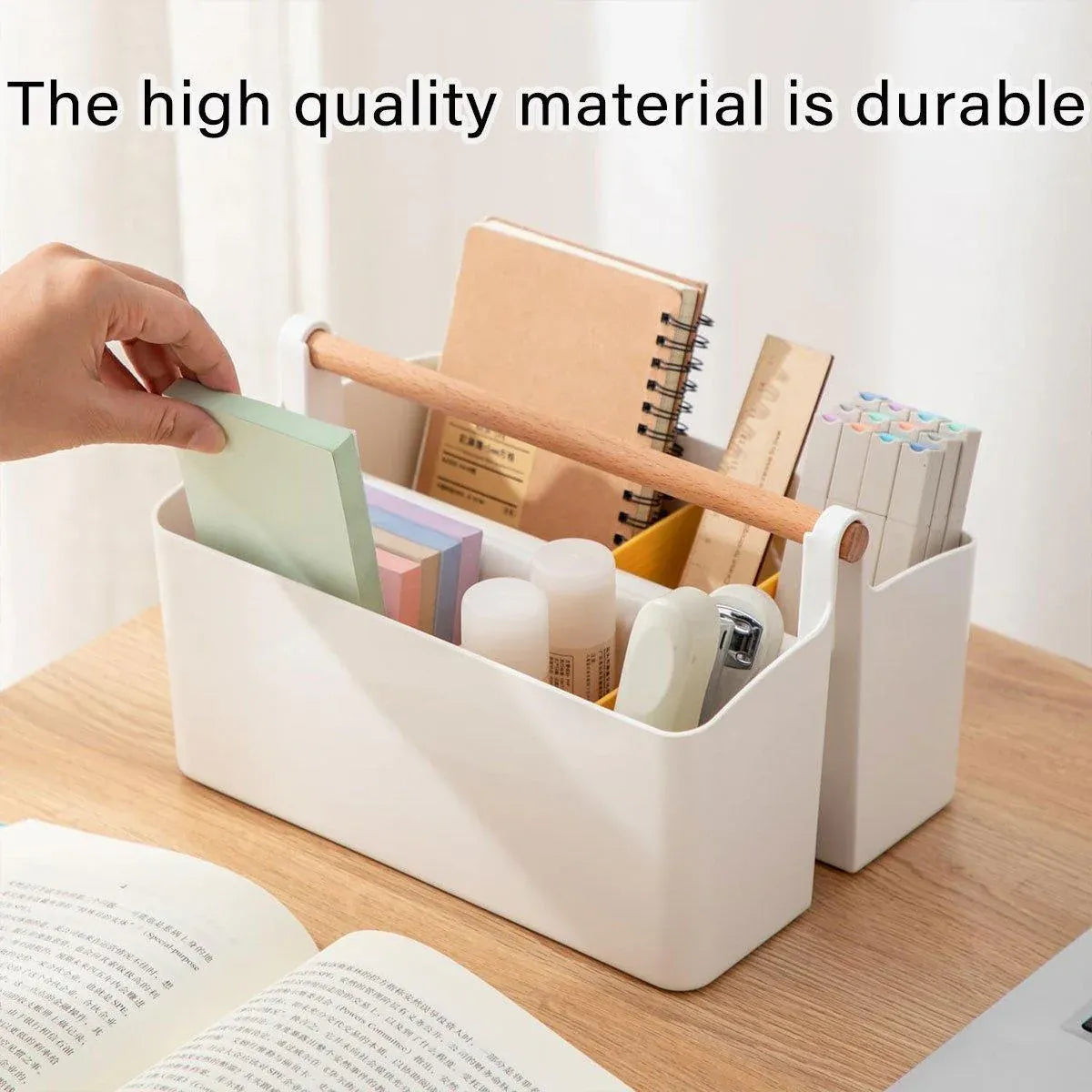 Portable Desktop Marker Pen and Stationery Storage Box Compartment Organizer