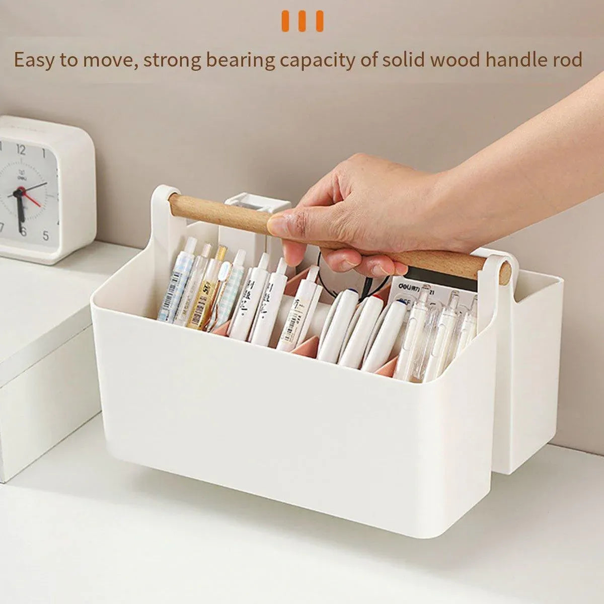 Portable Desktop Marker Pen and Stationery Storage Box Compartment Organizer