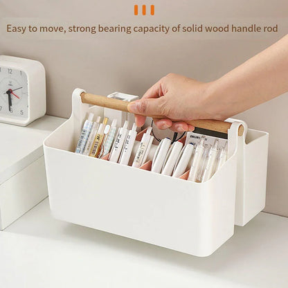 Portable Desktop Marker Pen and Stationery Storage Box Compartment Organizer