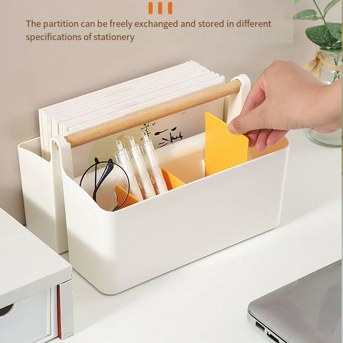 Portable Desktop Marker Pen and Stationery Storage Box Compartment Organizer