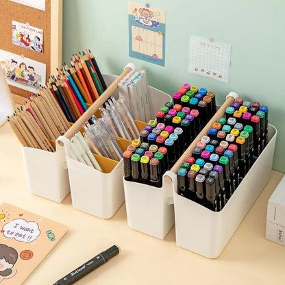 Portable Desktop Marker Pen and Stationery Storage Box Compartment Organizer