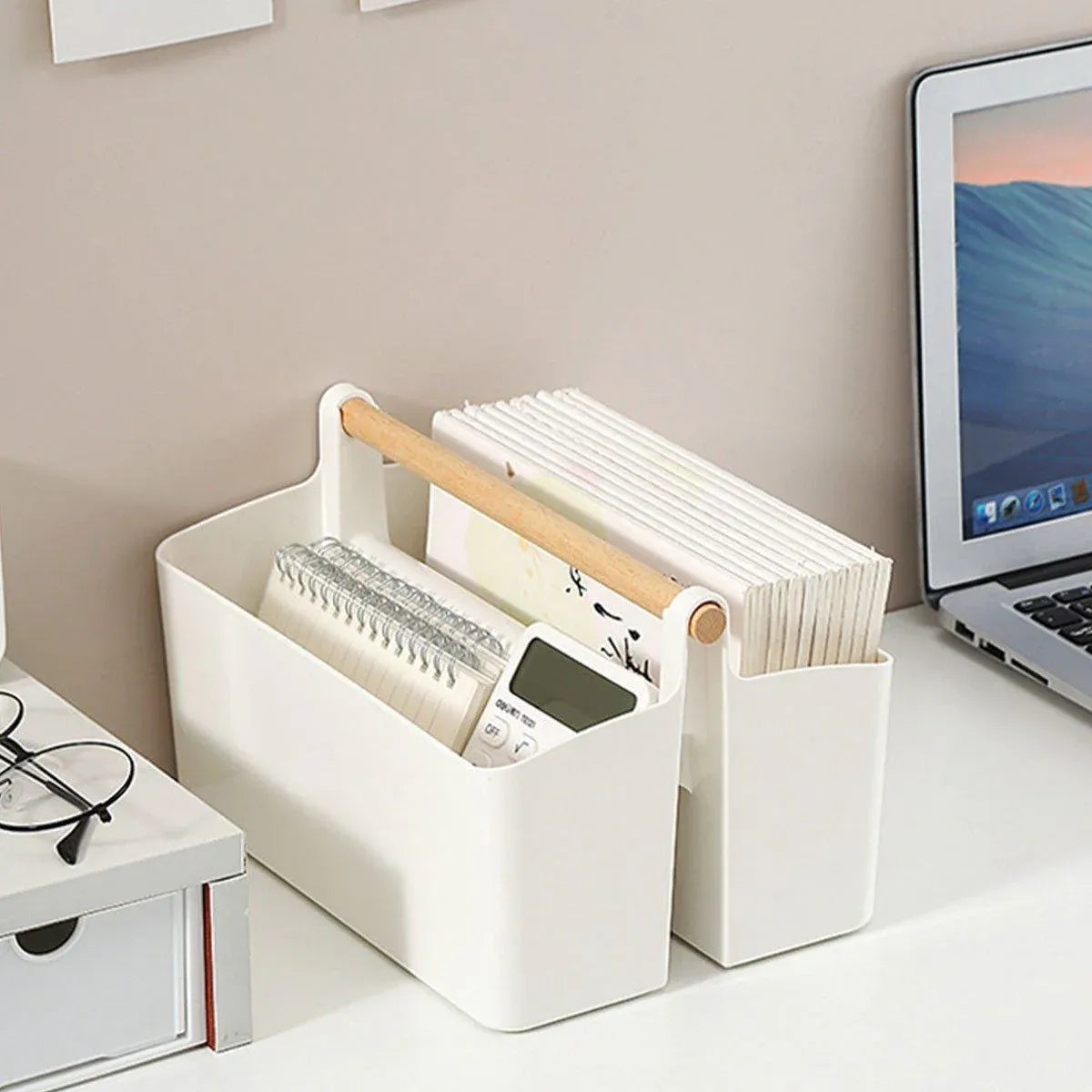 Portable Desktop Marker Pen and Stationery Storage Box Compartment Organizer
