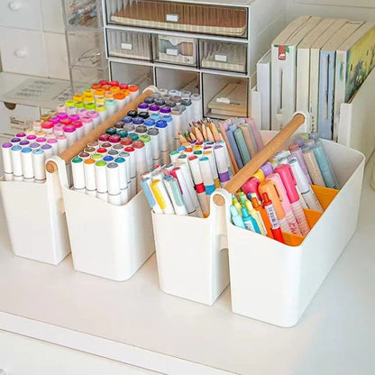 Portable Desktop Marker Pen and Stationery Storage Box Compartment Organizer