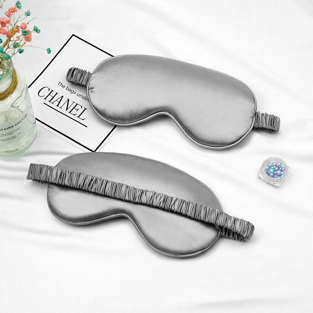 Pure Soft Silk EyeShade Blindfold Sleep Eye Mask Cover Light Shade Travel Relax - Dark Purple