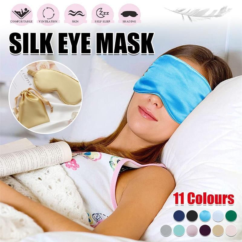 Pure Soft Silk EyeShade Blindfold Sleep Eye Mask Cover Light Shade Travel Relax - Light Purple