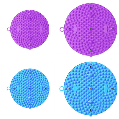 37/55cm Soft Silicone Circular Foot Mat with Textured Surface - Blue-37cm