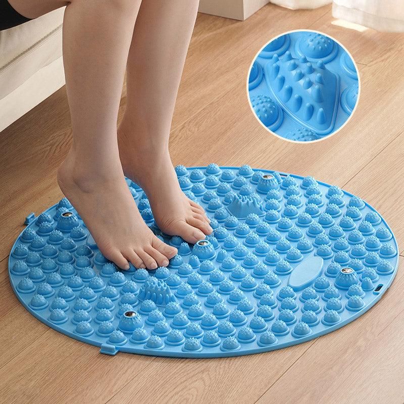 37/55cm Soft Silicone Circular Foot Mat with Textured Surface - Blue-37cm