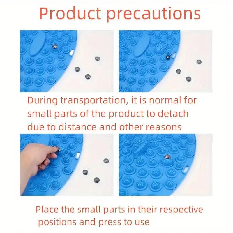 37/55cm Soft Silicone Circular Foot Mat with Textured Surface - Blue-37cm