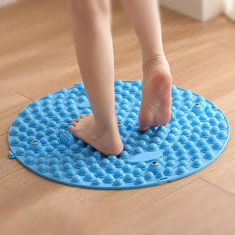 37/55cm Soft Silicone Circular Foot Mat with Textured Surface - Blue-37cm