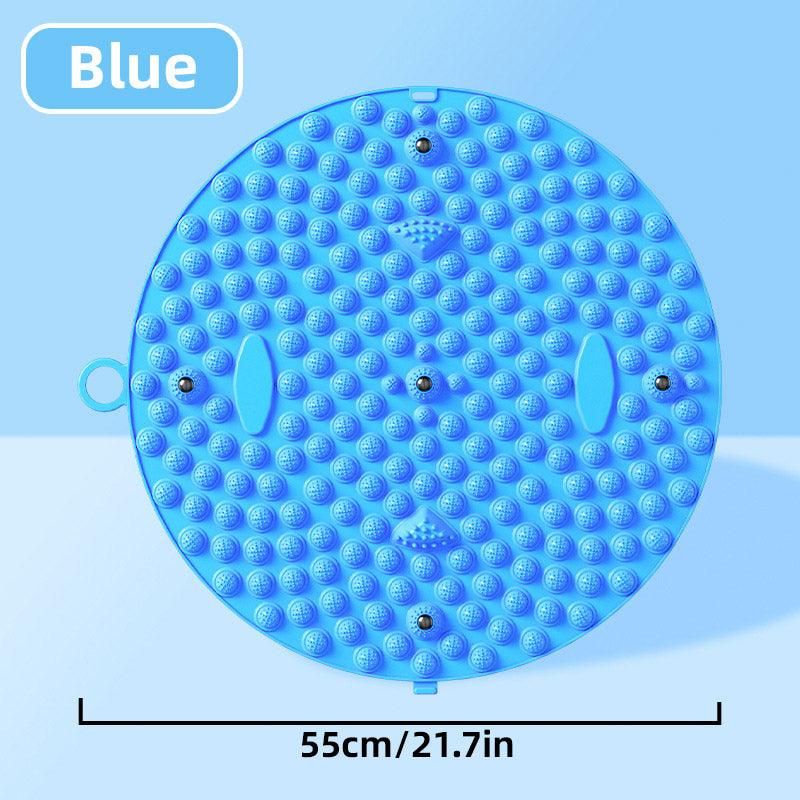 37/55cm Soft Silicone Circular Foot Mat with Textured Surface - Blue-37cm