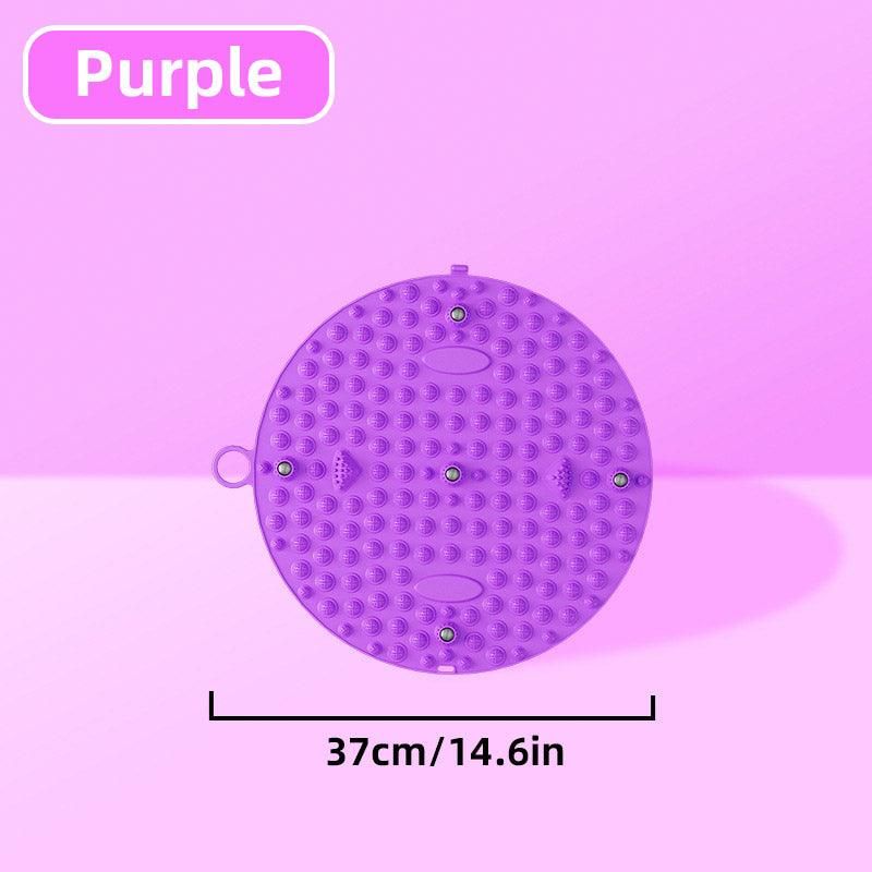 37/55cm Soft Silicone Circular Foot Mat with Textured Surface - Purple-37cm