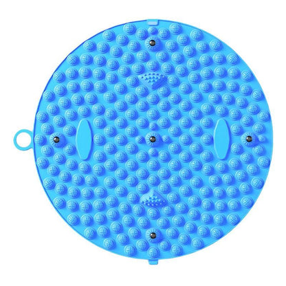 37/55cm Soft Silicone Circular Foot Mat with Textured Surface - Blue-55cm