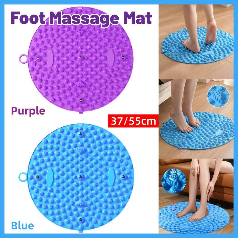 37/55cm Soft Silicone Circular Foot Mat with Textured Surface - Blue-55cm