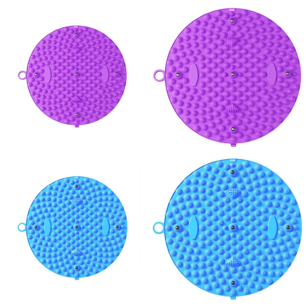 37/55cm Soft Silicone Circular Foot Mat with Textured Surface - Blue-55cm