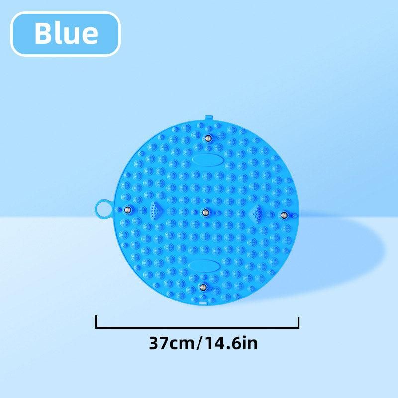 37/55cm Soft Silicone Circular Foot Mat with Textured Surface - Blue-55cm