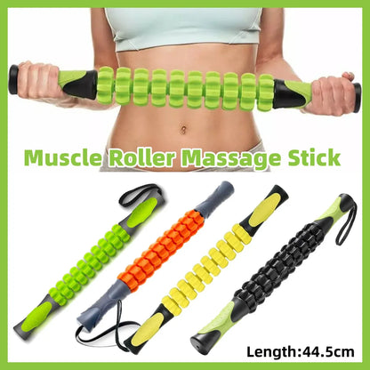 Muscle Roller Stick Full Body Fitness Massage Tool for Home and Gym Use - Green