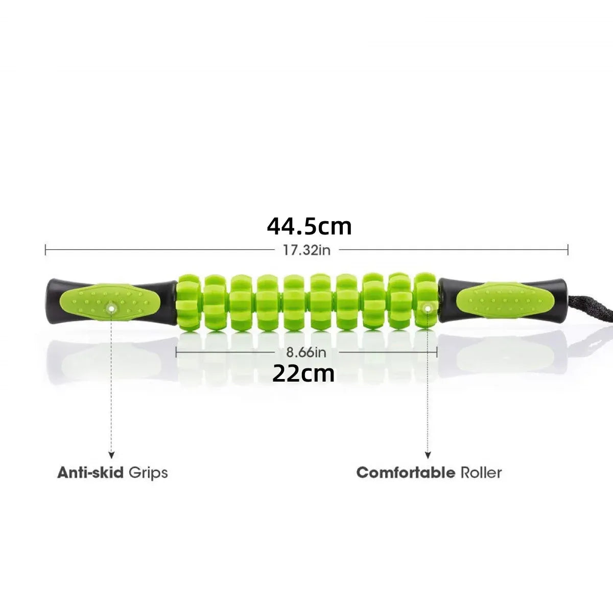 Muscle Roller Stick Full Body Fitness Massage Tool for Home and Gym Use - Green