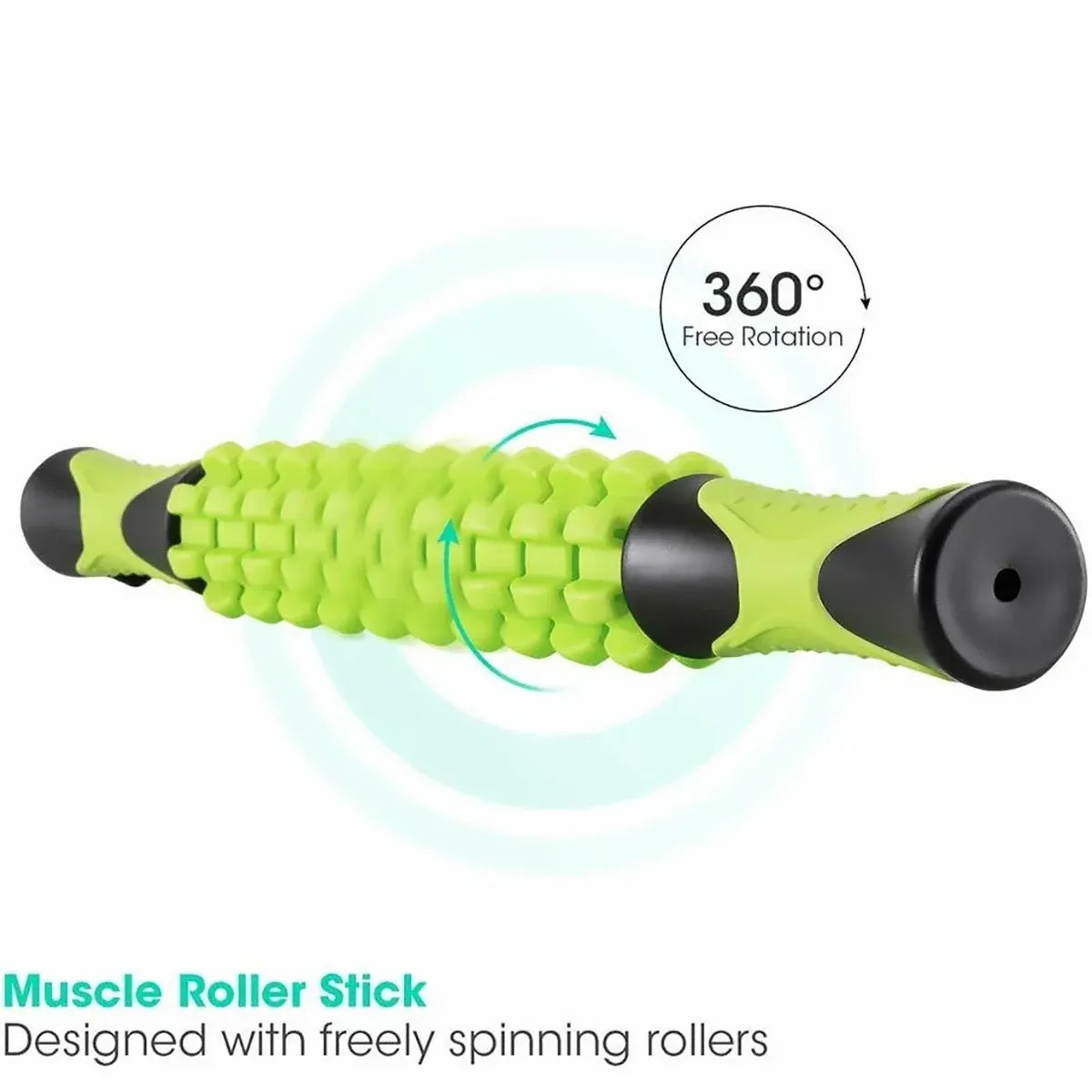 Muscle Roller Stick Full Body Fitness Massage Tool for Home and Gym Use - Green