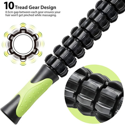 Muscle Roller Stick Full Body Fitness Massage Tool for Home and Gym Use - Green