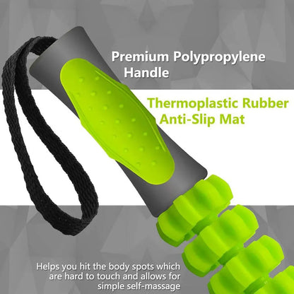 Muscle Roller Stick Full Body Fitness Massage Tool for Home and Gym Use - Green