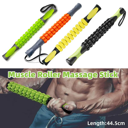 Muscle Roller Stick Full Body Fitness Massage Tool for Home and Gym Use - Green