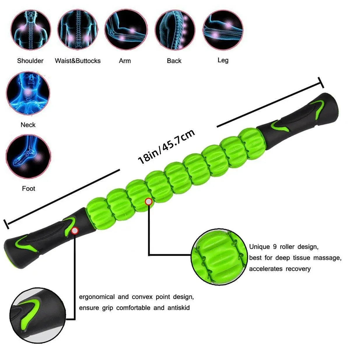 Muscle Massage Sticks Fitness Sport Fascia Rods High Strength Relaxation Roller - Pink