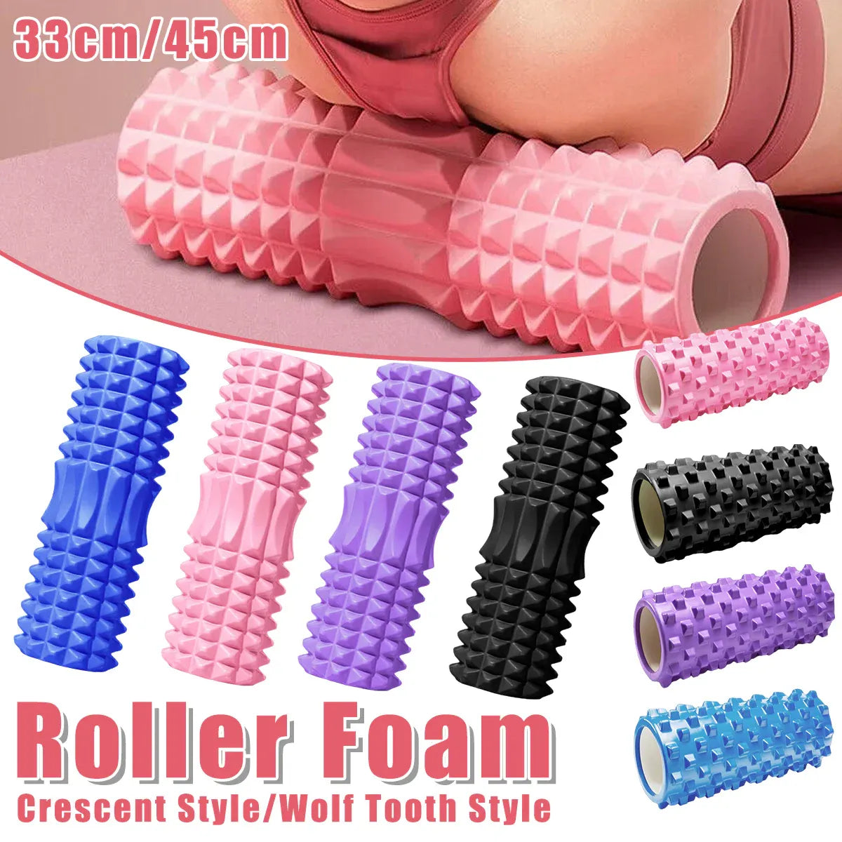 High Density EVA Foam Roller Yoga Massage Stick for Fitness - Crescent Style Blue-33cm