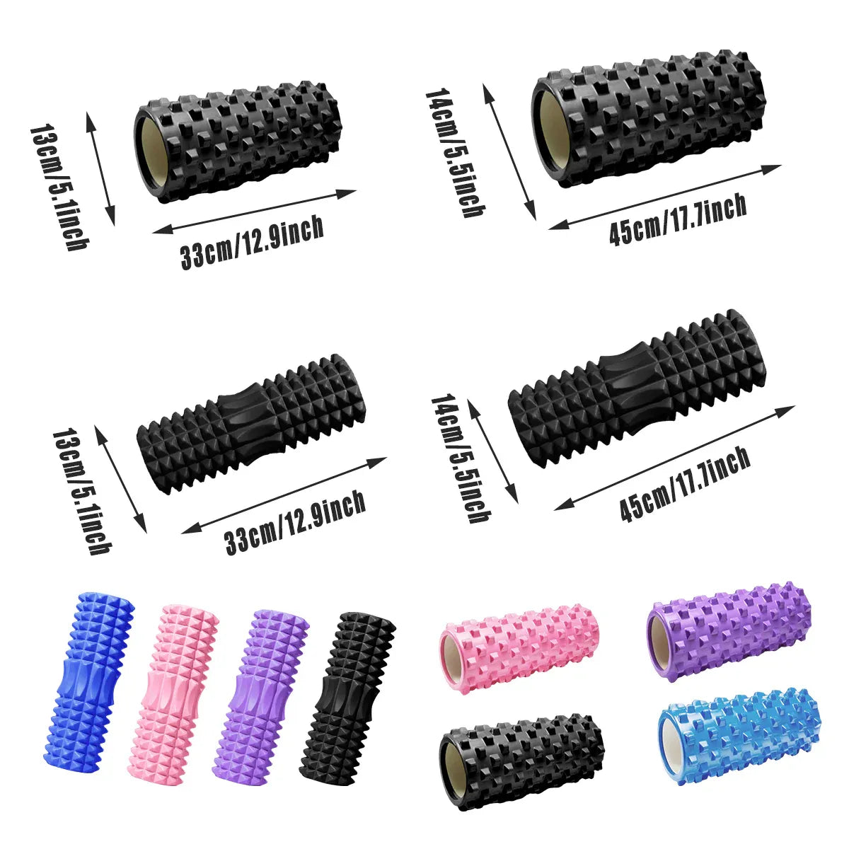 High Density EVA Foam Roller Yoga Massage Stick for Fitness - Crescent Style Blue-33cm