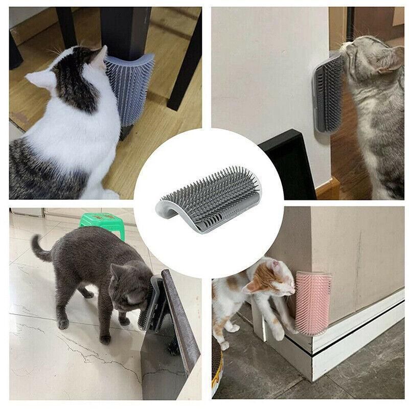 Pet Cat Self Massage Brush Comb Scratcher Wall Corner Self Groomer Grooming Toys - Blue