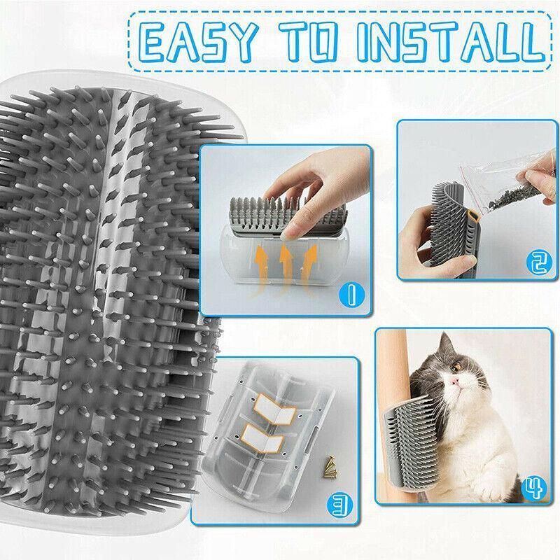 Pet Cat Self Massage Brush Comb Scratcher Wall Corner Self Groomer Grooming Toys - Green