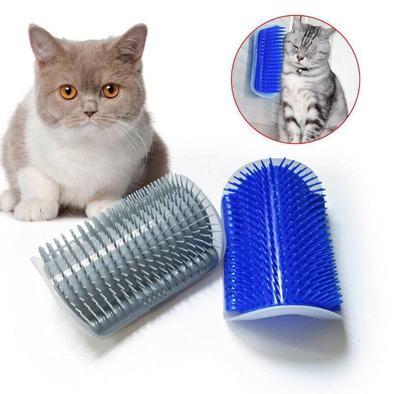 Pet Cat Self Massage Brush Comb Scratcher Wall Corner Self Groomer Grooming Toys - Green
