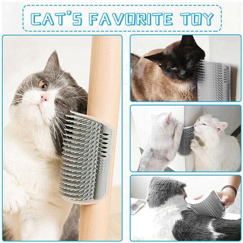 Pet Cat Self Massage Brush Comb Scratcher Wall Corner Self Groomer Grooming Toys - Green
