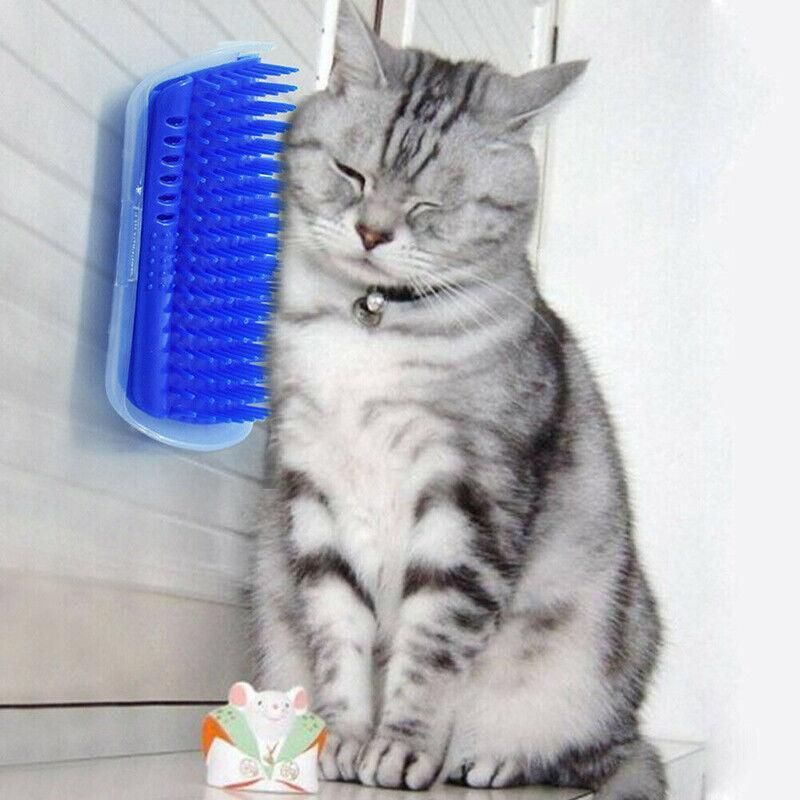 Pet Cat Self Massage Brush Comb Scratcher Wall Corner Self Groomer Grooming Toys - Grey
