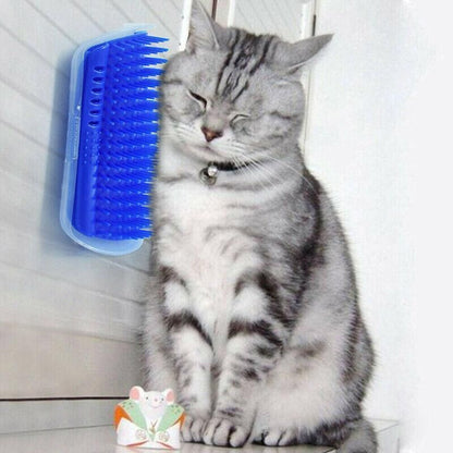 Pet Cat Self Massage Brush Comb Scratcher Wall Corner Self Groomer Grooming Toys - Grey