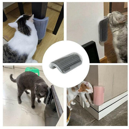 Pet Cat Self Massage Brush Comb Scratcher Wall Corner Self Groomer Grooming Toys - Grey