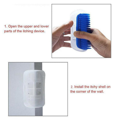 Pet Cat Self Massage Brush Comb Scratcher Wall Corner Self Groomer Grooming Toys - Grey