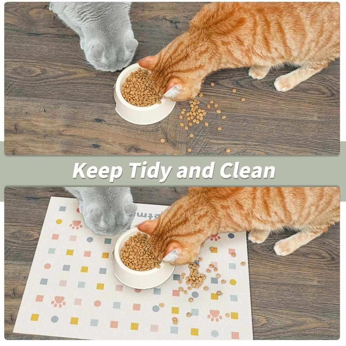 Pet Feeding Mat Dogs Cats Absorbent Non Slip Pet Placemat Waterproof Mat - Brown