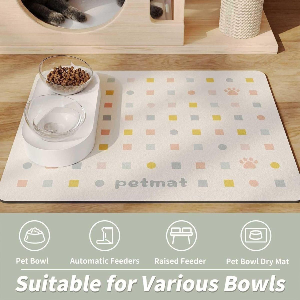 Pet Feeding Mat Dogs Cats Absorbent Non Slip Pet Placemat Waterproof Mat - Brown