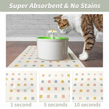 Pet Feeding Mat Dogs Cats Absorbent Non Slip Pet Placemat Waterproof Mat - Light Grey