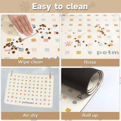 Pet Feeding Mat Dogs Cats Absorbent Non Slip Pet Placemat Waterproof Mat - Light Grey
