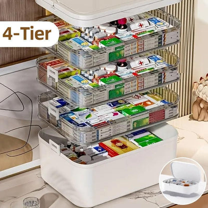 4 Layer Medicine Box Portable Medical Storage Family First Aid Emergency Box