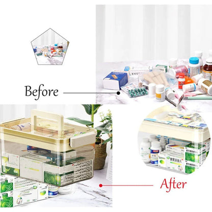 Large Capacity Two-Layer Medicine Box Household Transparent Medical Storage Box