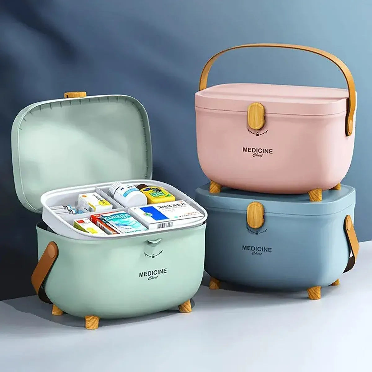 2 Layer Portable First Aid Kit Emergency Medicine Chest Organizer Storage Box - Pink