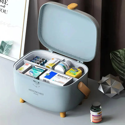 2 Layer Portable First Aid Kit Emergency Medicine Chest Organizer Storage Box - Pink