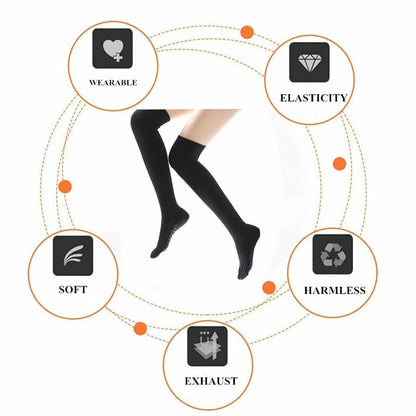 Women Long Massage Pilates Socks Yoga Socks Non Slip Socks Medium Open - Medium Open Toe Black