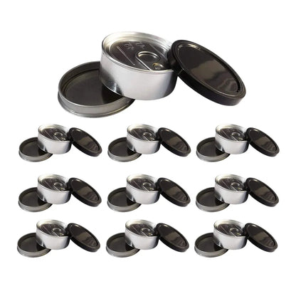 Round Tin Storage Box 100ml Easy Pull Lid Metal Container 10pcs Small Parts